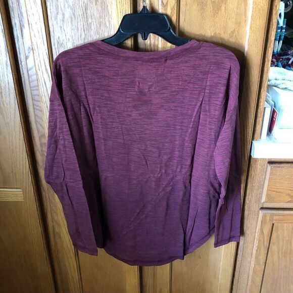 NWT Chaser Maroon Heather Slub Long Sleeve Top - S - Picture 9 of 11